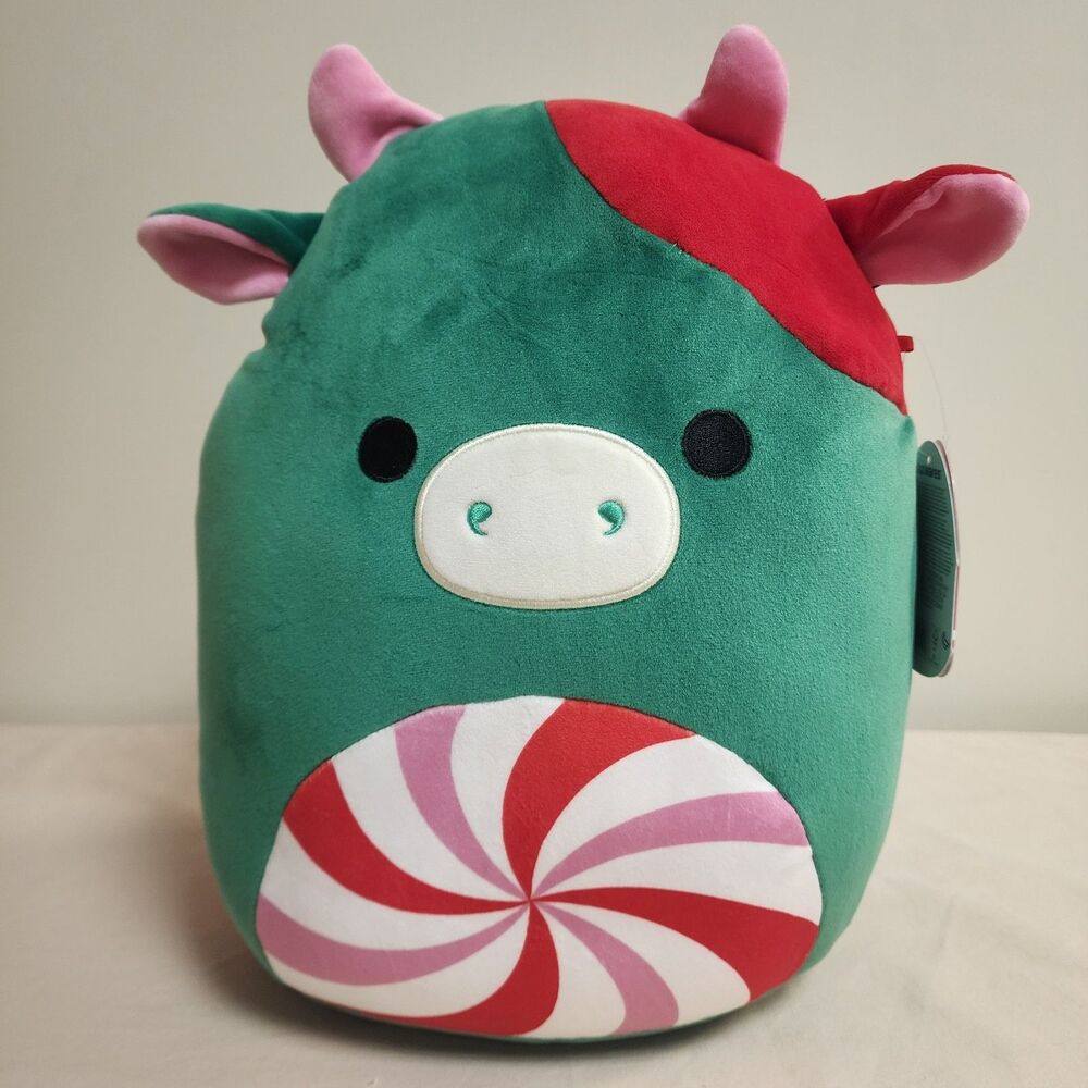 Squishmallow Ruben 12" Peppermint Cow Plush NWT Holiday 2025